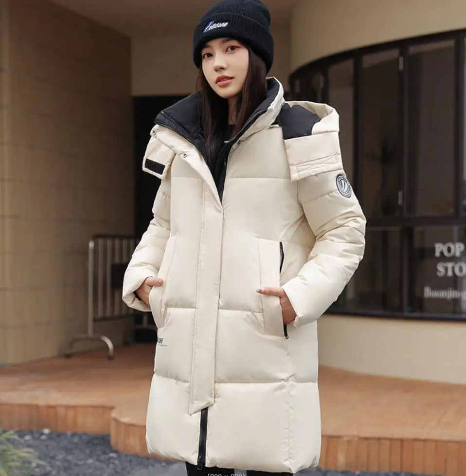 

2023 зимняя одежда для работы Паркер, пуховое хлопковое пальто, женская толстая теплая хлопковая куртка средней длины, корейское теплое ветрозащитное пальто с капюшоном, верхняя одежда