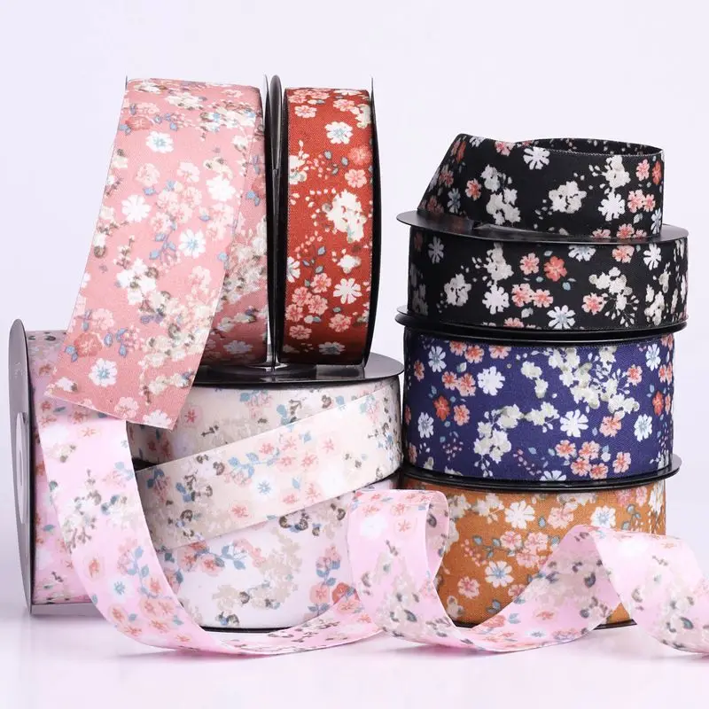 Colorful double-sided pastoral small floral printed cloth tape DIY handmade bow hairband collar flower top hat dress decoration
