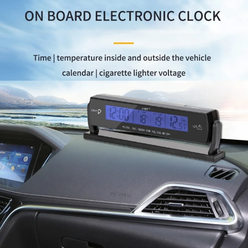With Indoor Outdoor Temperature, Digital Alarm Clock With Large Display, Self Setting Clock For Vehicle Kxre