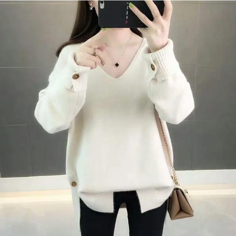

Women Sweater Autumn Loose Outer Wear Lazy Knitted Bottoming Shirt Jacket Pull Femme Tops Korean Fashion Vintage Clothes Sueters