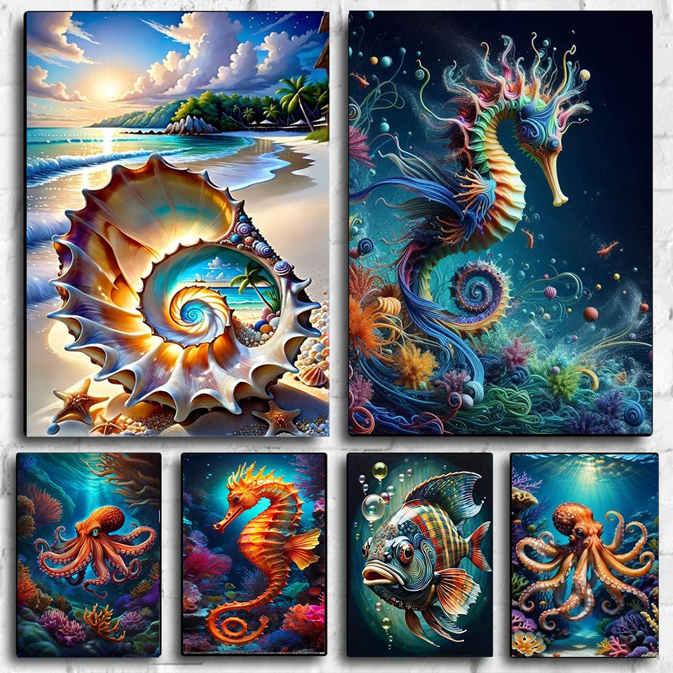 Подводная мир алмазная живопись черепаха Медуза наборы для вышивки крестиком