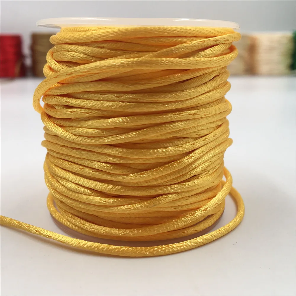 

2mm Gold Yellow R523 Chinese Knot Line Cord Silk Satin Cord Nylon Rope DIY String Necklace Bracelets Cord 30meters lot