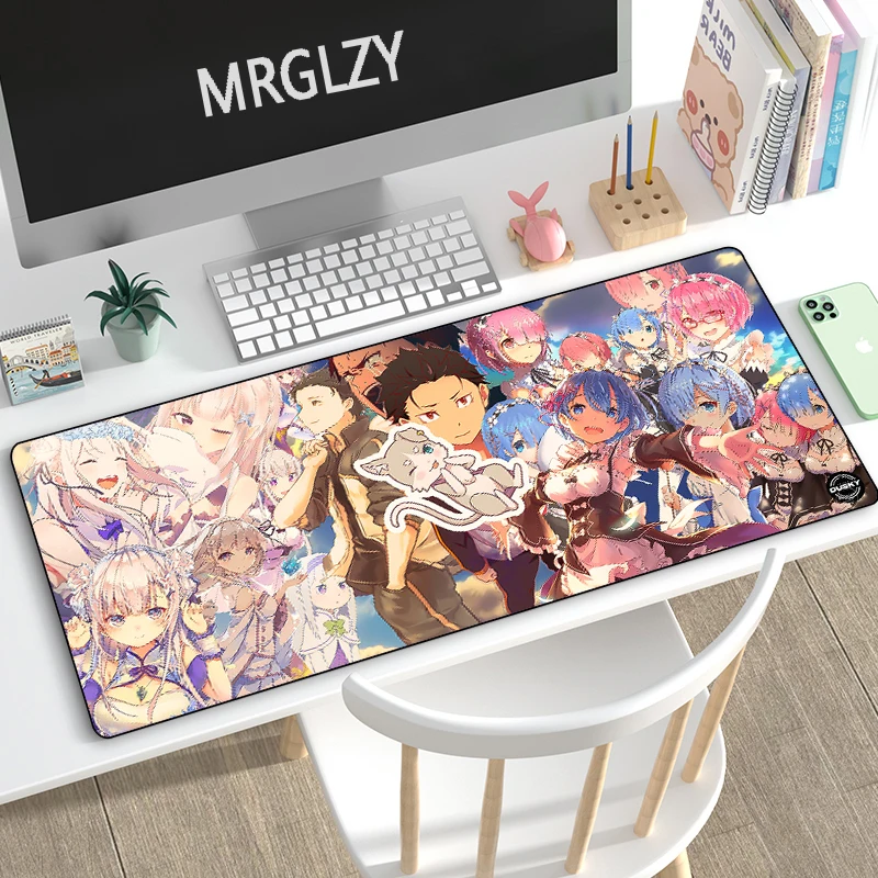 

Sexy Cute White-haired Girl Rem Mouse Pad Anime Re Zero Mouse Gamer Multi-size Large Keyboard MouseMat 3MM Mousepad for Pc Gamer