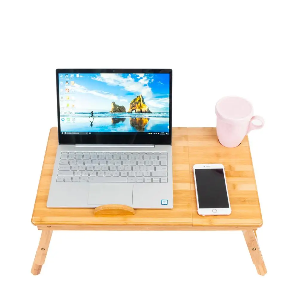 

53cm Adjustable Computer Desk With Cup Holder Hollowed Flower-shaped Heat Dissipation Hole Multi-functional Office Table