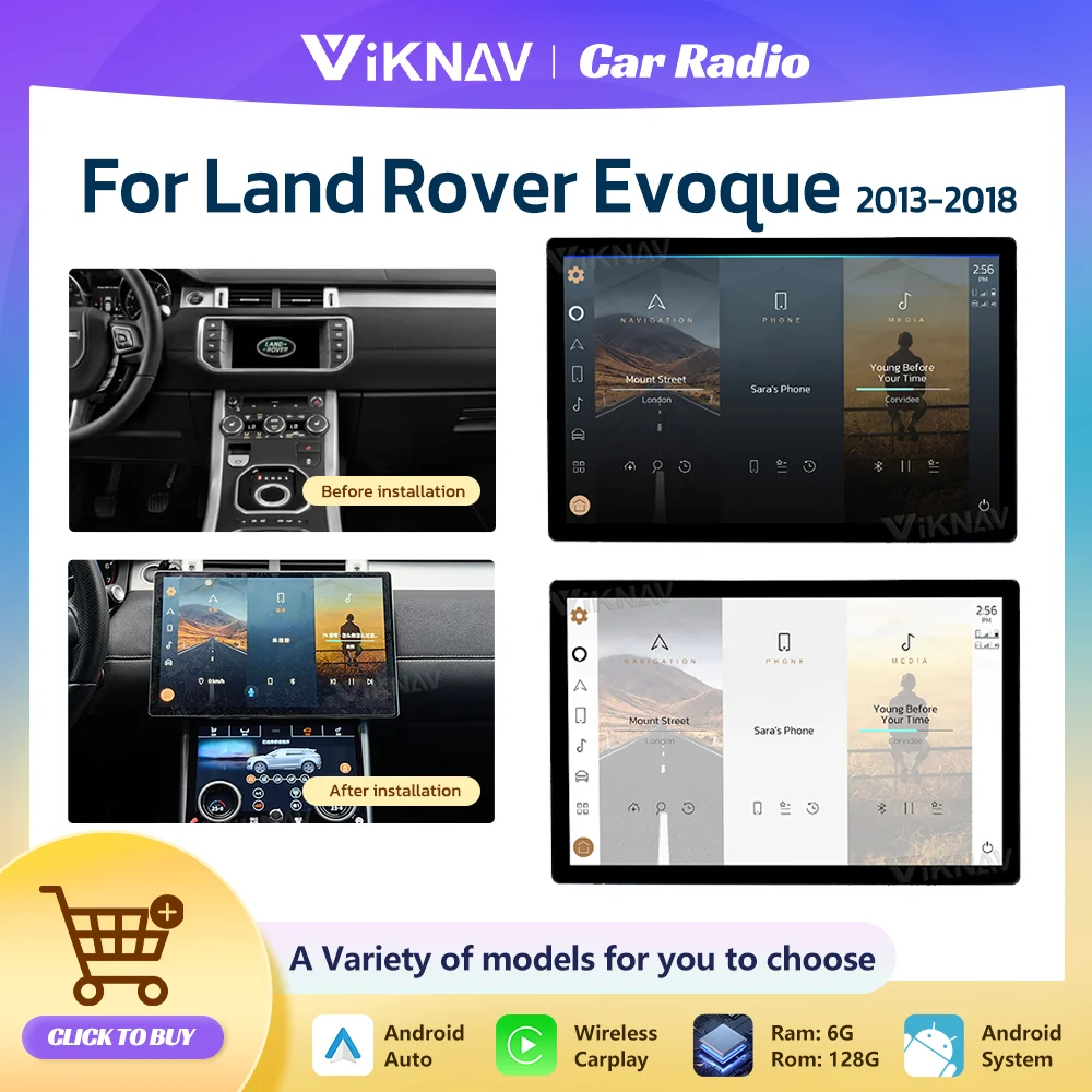 

13.6 Inch Android Screen For Land Range Rover Vogue Sport Evoque 2013-2018 Wireless Carplay Car GPS Navigation Multimedia Player