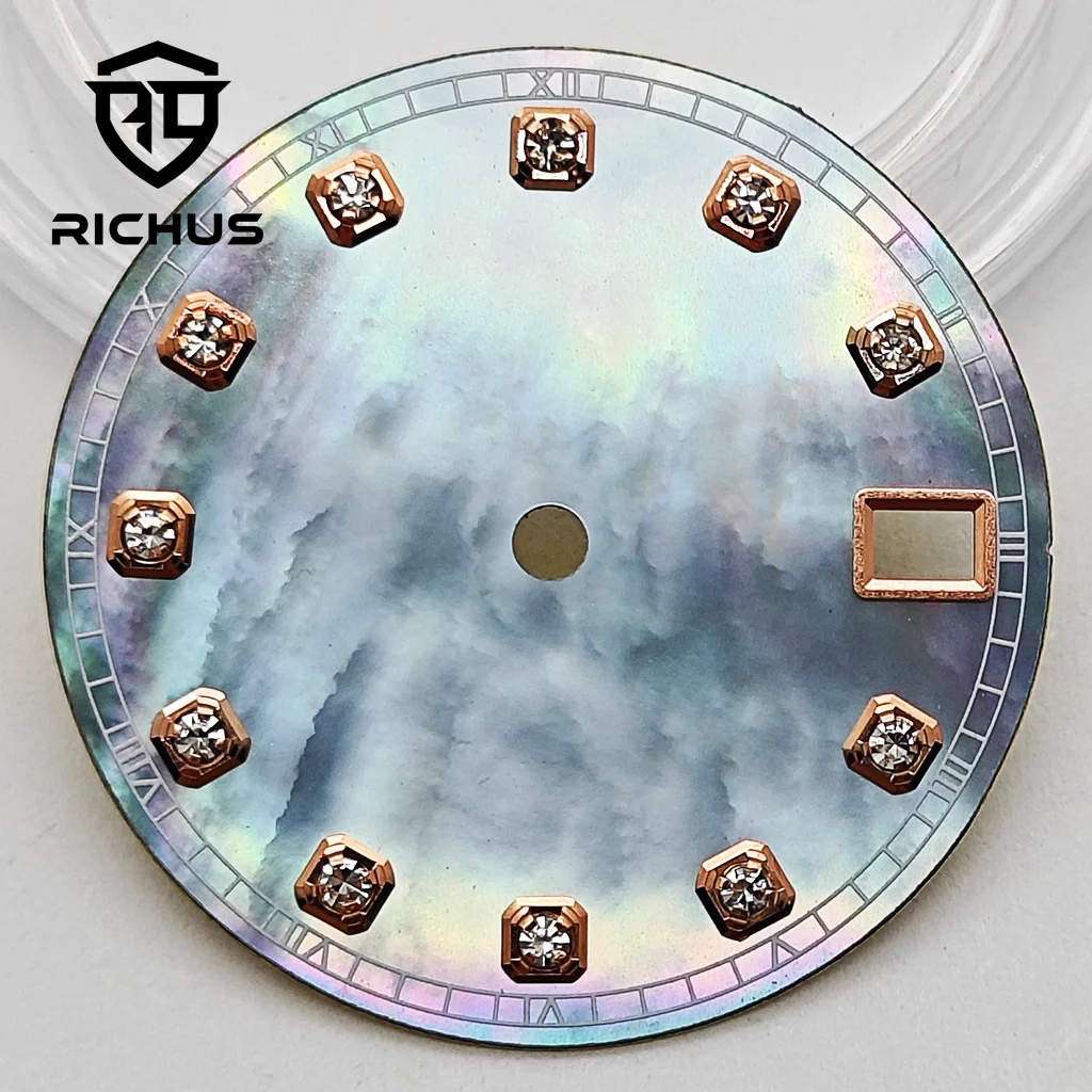 Фото RICHUS NH35 Циферблат 28,5 мм Циферблат часов Diamond Mark Fit NH34 NH35 NH36 Механизм Аксессуары для часов №1