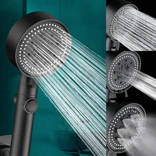 

Shower Head Water Saving Black 5 Mode Adjustable High Pressure Shower One-key Stop Water Massage Eco Shower Bathroom Accessories