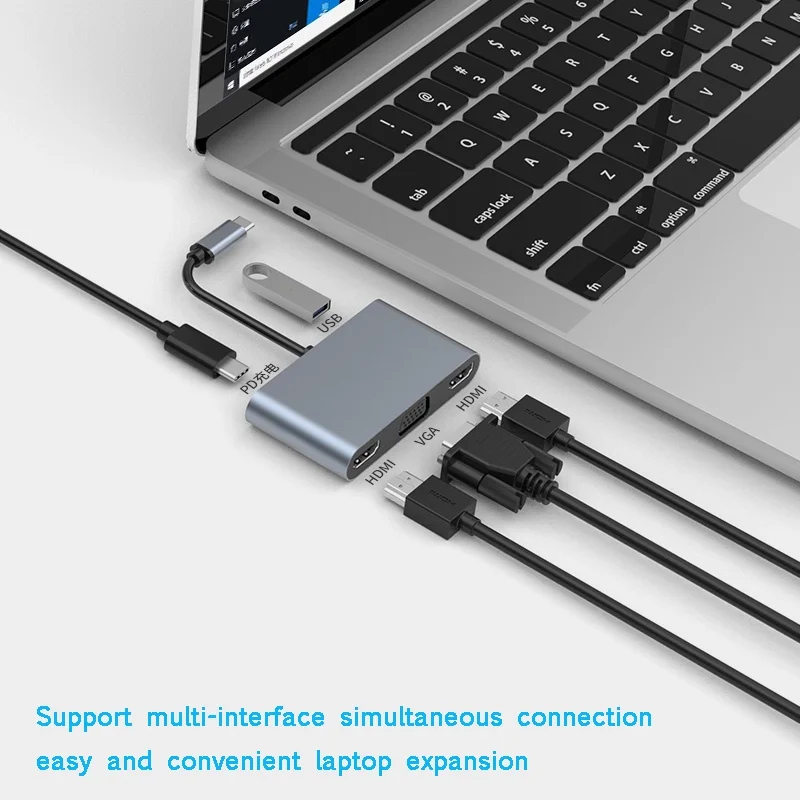 5 в 1 USB C HUBto Dual HDMI 4K VGA PD зарядка 3 конвертер Type док-станция Тип адаптер для MacBook
