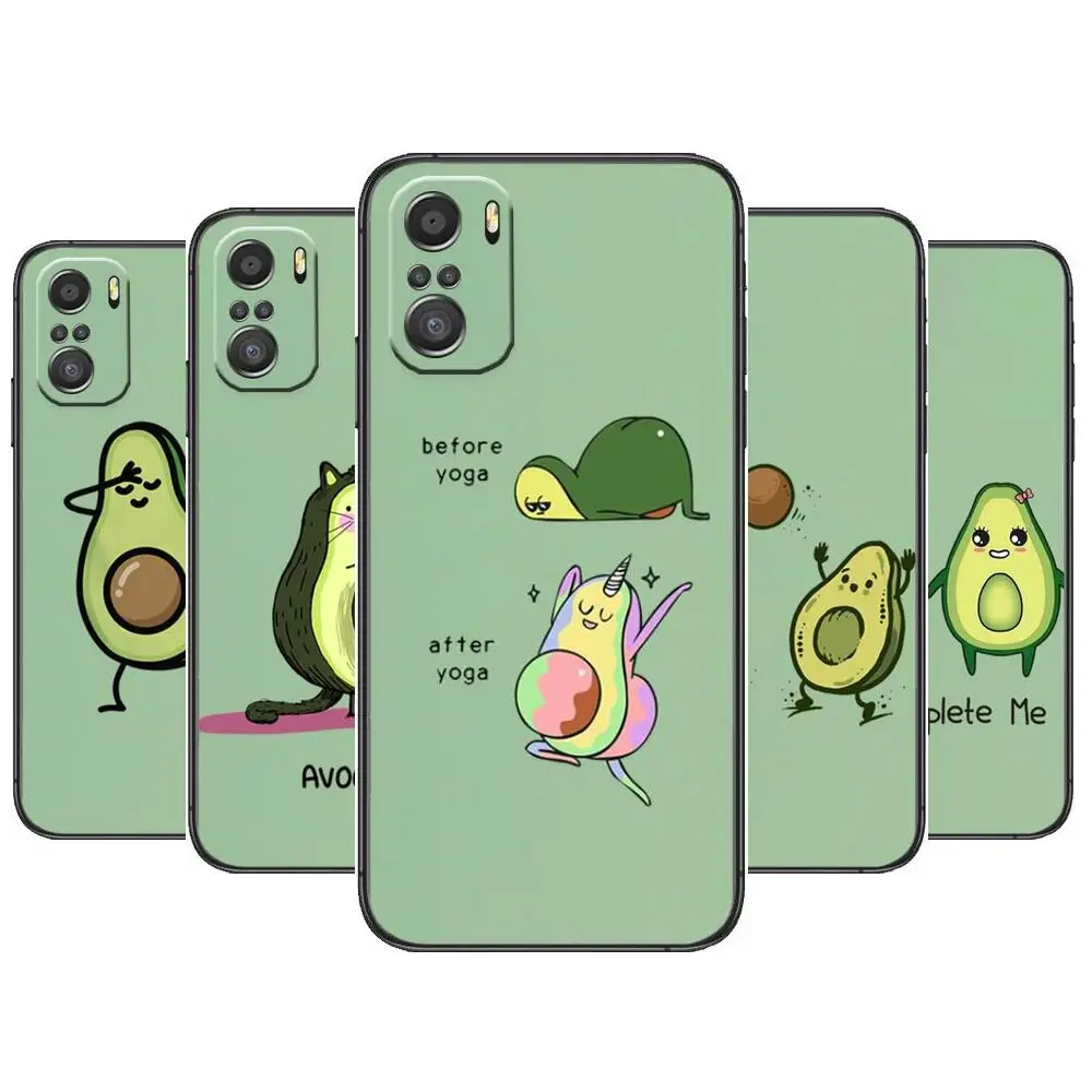 

Cute Cartoon Fruit Avocado Phone Case For xiaomi mi 11 Lite pro Ultra 10s 9 8 MIX 4 FOLD 10T 5g Black Cover Silicone Back Prett