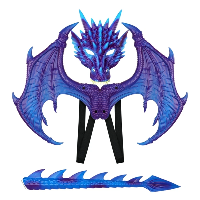 

Kids Halloween Costumes for Boys Dragon Costume, Dragon Wing Tail Mask Set Cosplays Costume Halloween Dragon Costume Set