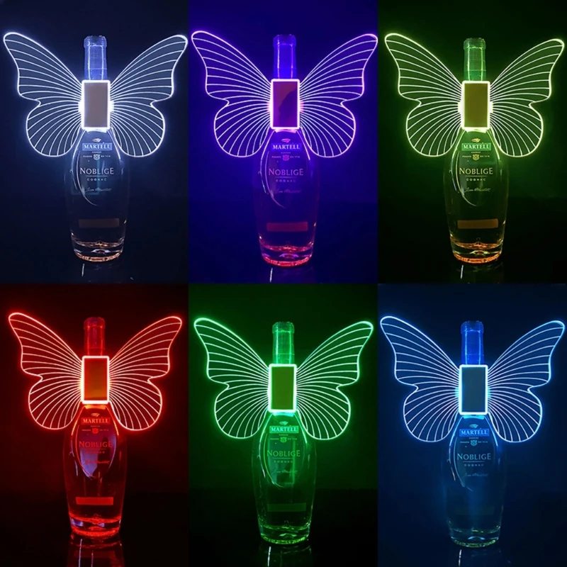 

Светодиодная крышка для бутылки с ветром-бабочкой, декоративное украшение, меняет цвет, мигает для ресторана