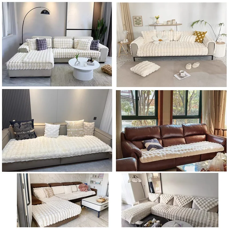 Плотный плюшевый чехол для дивана в виде кролика однотонные Чехлы скандинавском