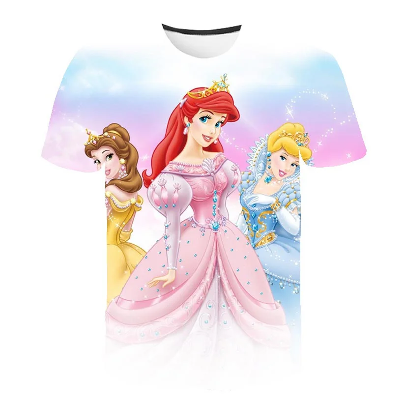 

2022 летние детские футболки Русалочки, летние футболки с коротким рукавом и круглым вырезом, рубашки Ариэль, блузки, повседневные футболки д...