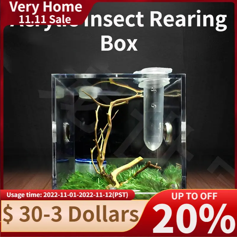 

Small Reptiles Breeding Box Clear Acrylic Cage Habitat Insect Feeding Box Terrarium Tank Escape Proof for Jumping Spider