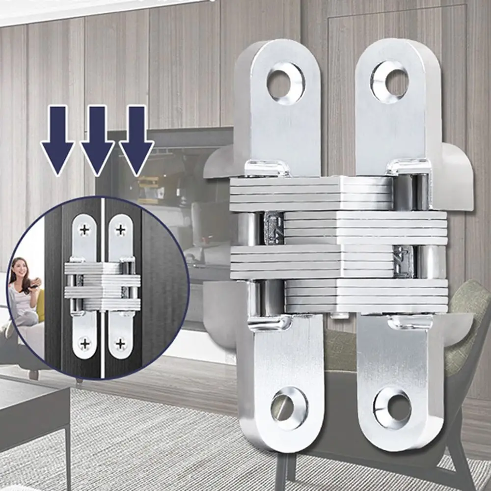 

2Pcs Folding Invisible Concealed Loop Furniture Supplies Cross Door Hinge Window Accessories Hidden Hinges