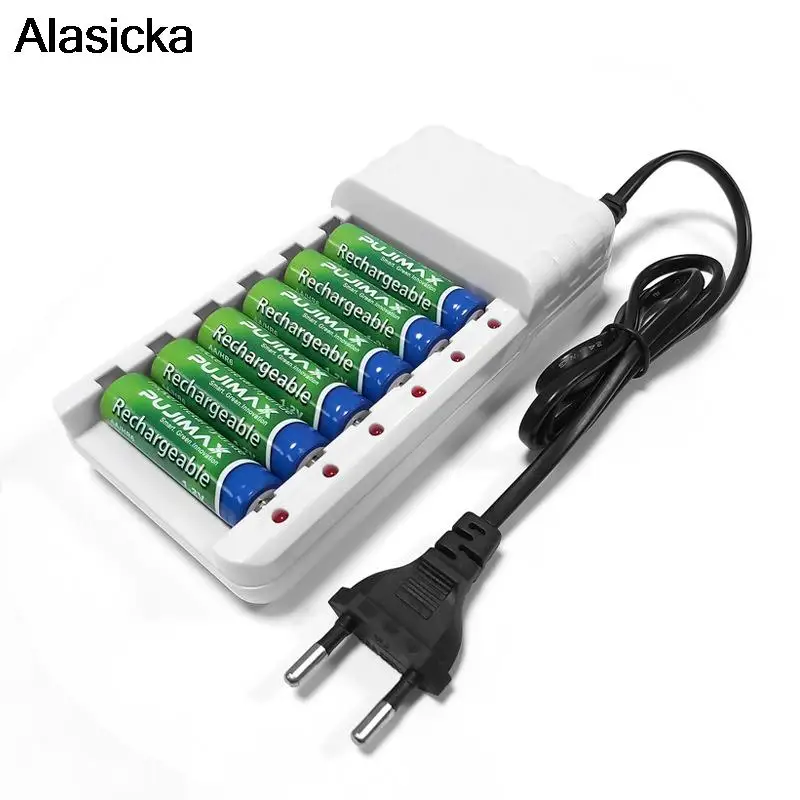 

6 Slots Universal Battery Charger Batteries Charger AA / AAA Ni-MH / Ni-Cd Batteries Rechargeable Battery EU Plug