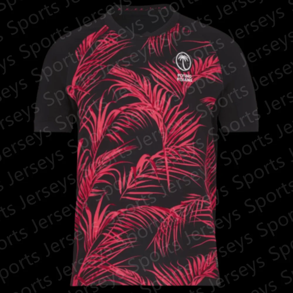 Футболка 3DT для фанатов регби Фиджи Спортивная свободная футболка с круглым