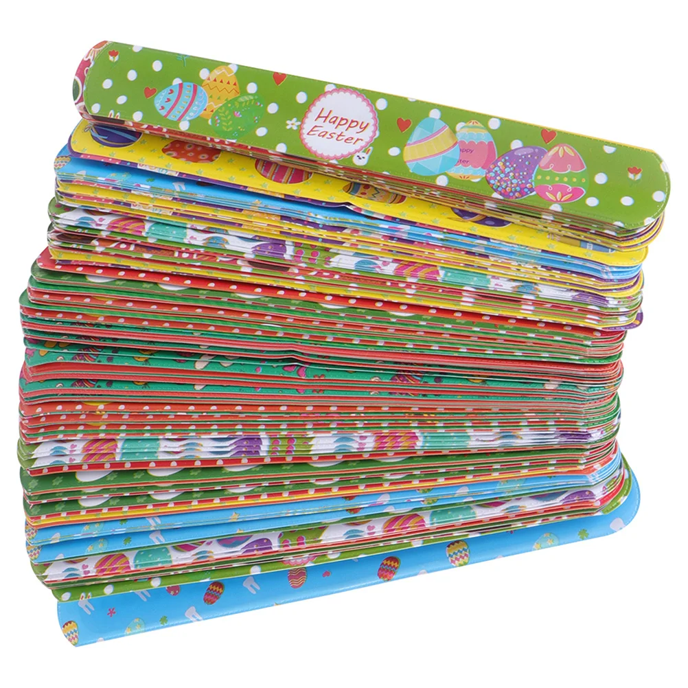 

48 Pcs Kids Bracelet Slap Bands Wrist Kid Gifts Snap Wristbands Slap Bracelets Kids Easter Slap Bands Cartoon Easter Ring