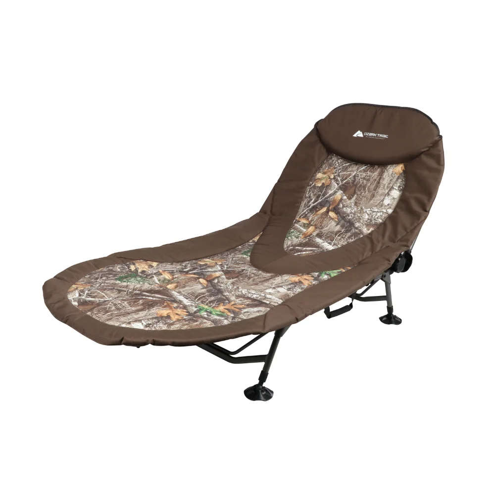 

Ozark Trail North Fork Adjustable Camo Camping Cot, Green, 77.9"L x 31"W folding bed with mattress