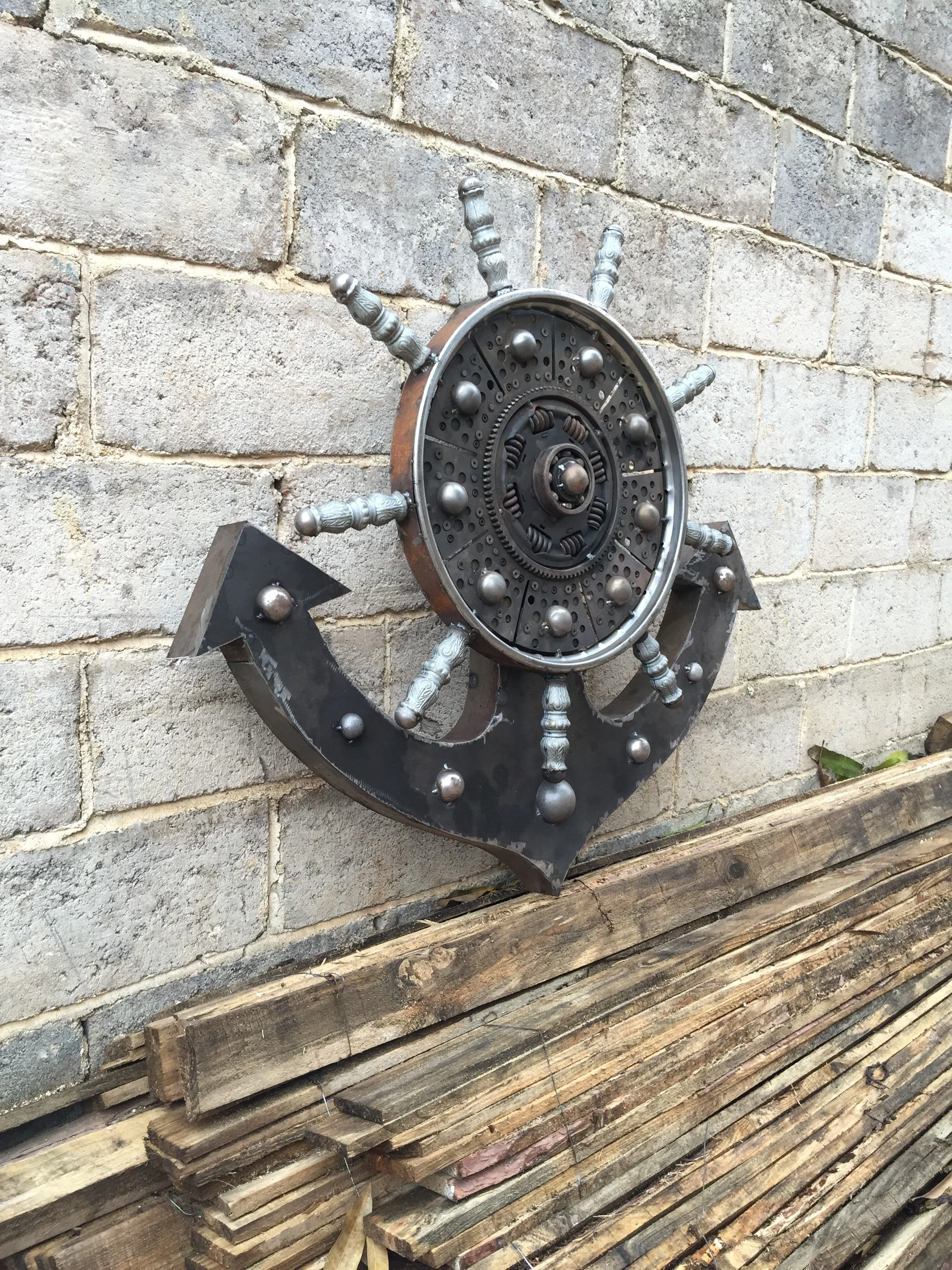 Металлическое ремесленное украшение интерьерное антикварное двор настенный