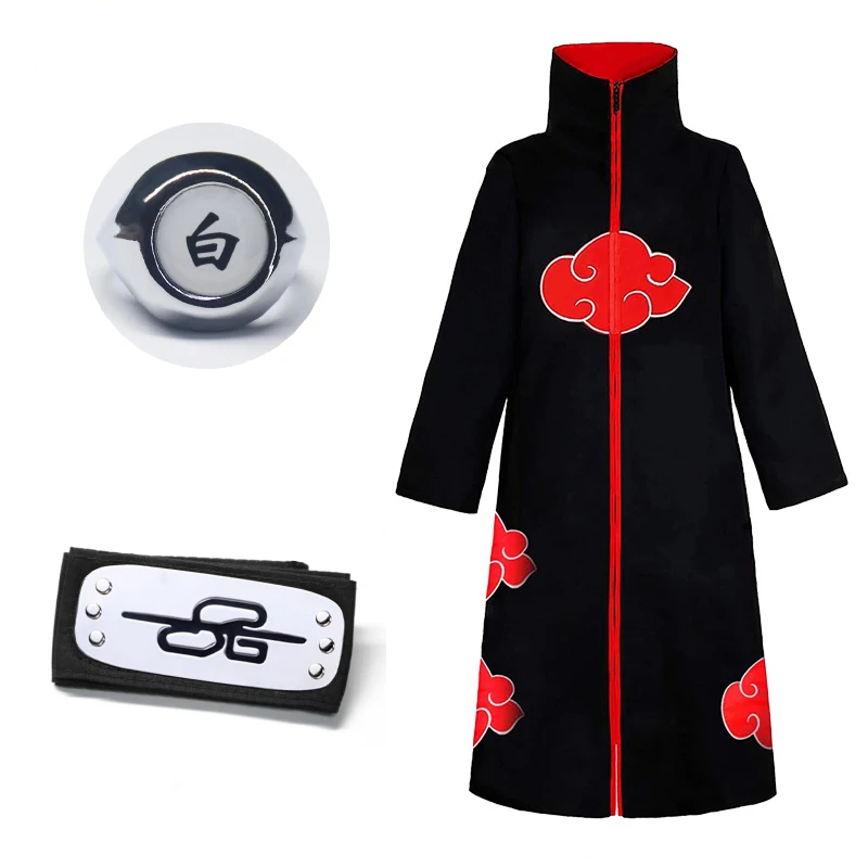 

3Pcs/Set Anime Akatsuki Konan Cloak Cosplay Costume Ring Headband Men Gifts Robe Cape Halloween Carnival for Party Kids Toys