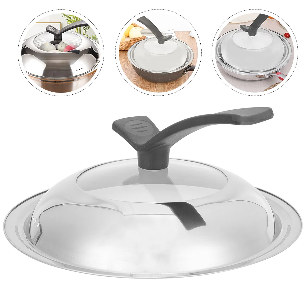 

Lid Pot Cover Replacement Pan Lids Stainless Steel Wok Cookware Skillet Frying Saucepan Kitchen Metal Slow Shockproof Cooker