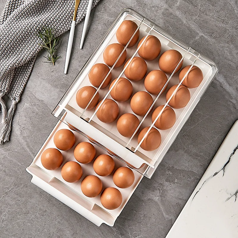 

Drawer Type Egg Storage Box Refrigerator Storage Box Fresh Keeping Box Dumpling Box Household Eggs Holder Food Storage Kitchen