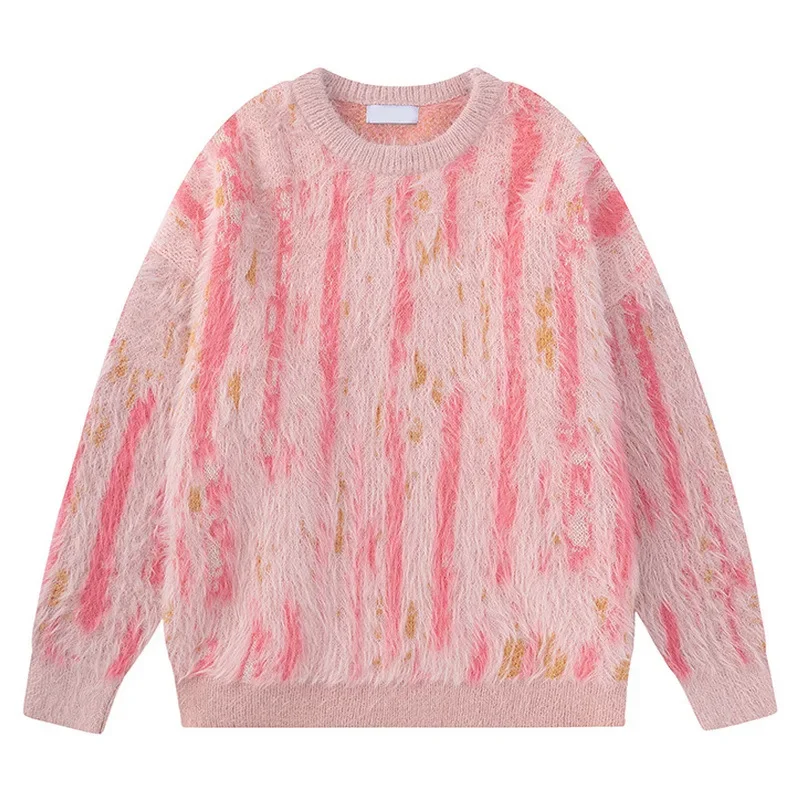 Мужской осенне-зимний вязаный свитер повседневный свободный с круглым вырезом и