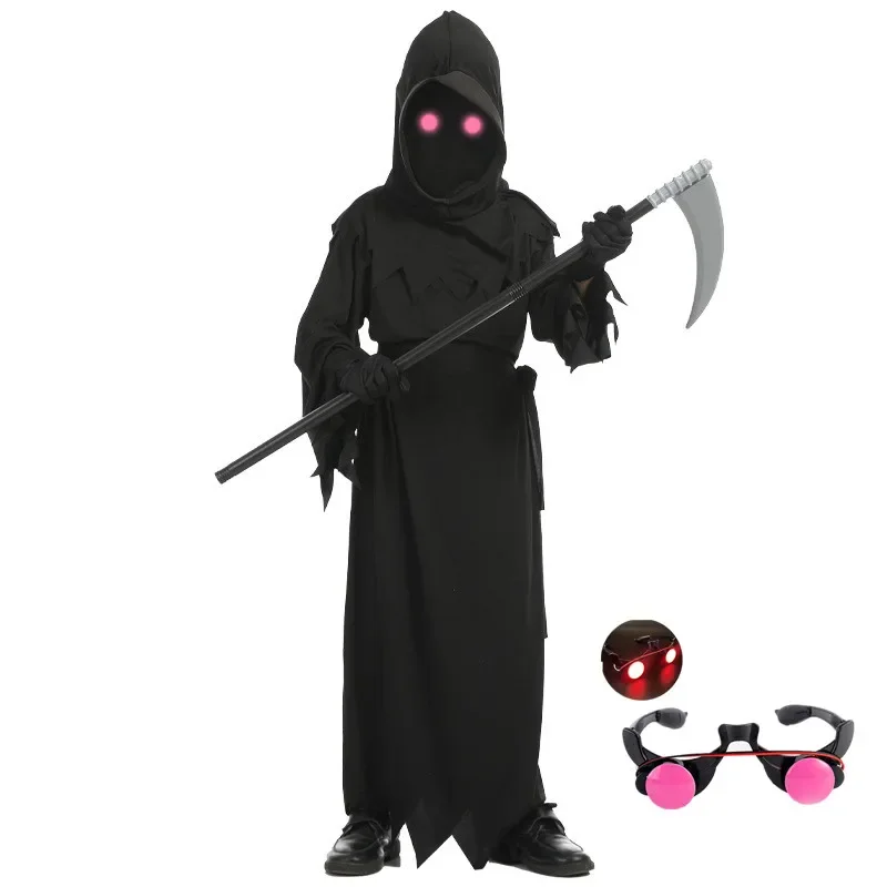 Детский Страшный Костюм Red Eye Reaper Наряд С Капюшоном Темного Дьявола