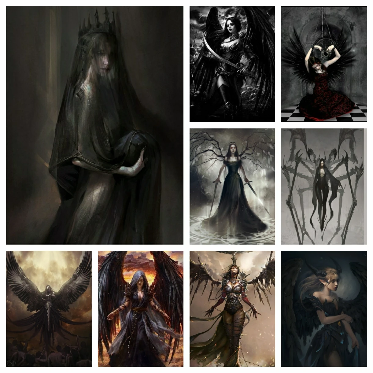 

Dark Angel 5D DIY AB Drills Diamond Painting Embroidery Death Demon Fantasy Gothic Art Cross Stitch Rhinestone Mosaic Home Decor