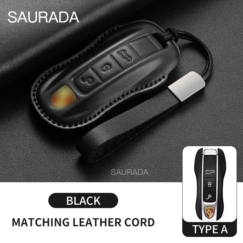 

Брелок для автомобильного ключа из натуральной кожи для Porsche 718 911 Taycan Carrera Cayenne Macan