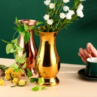 1pc creative vase desktop decoration nordic minimalist stainless steel color vase villa living room dining table vase ornaments