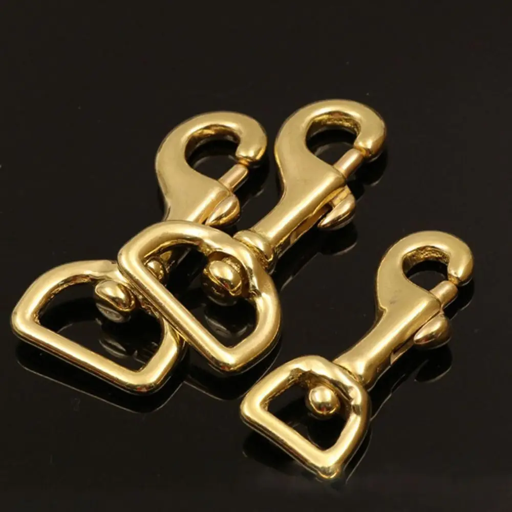 

Pure Copper Snap Hook New Rotating Leather Strap Belt Keychain Trigger Clips Pet Leash Hooks Keychain