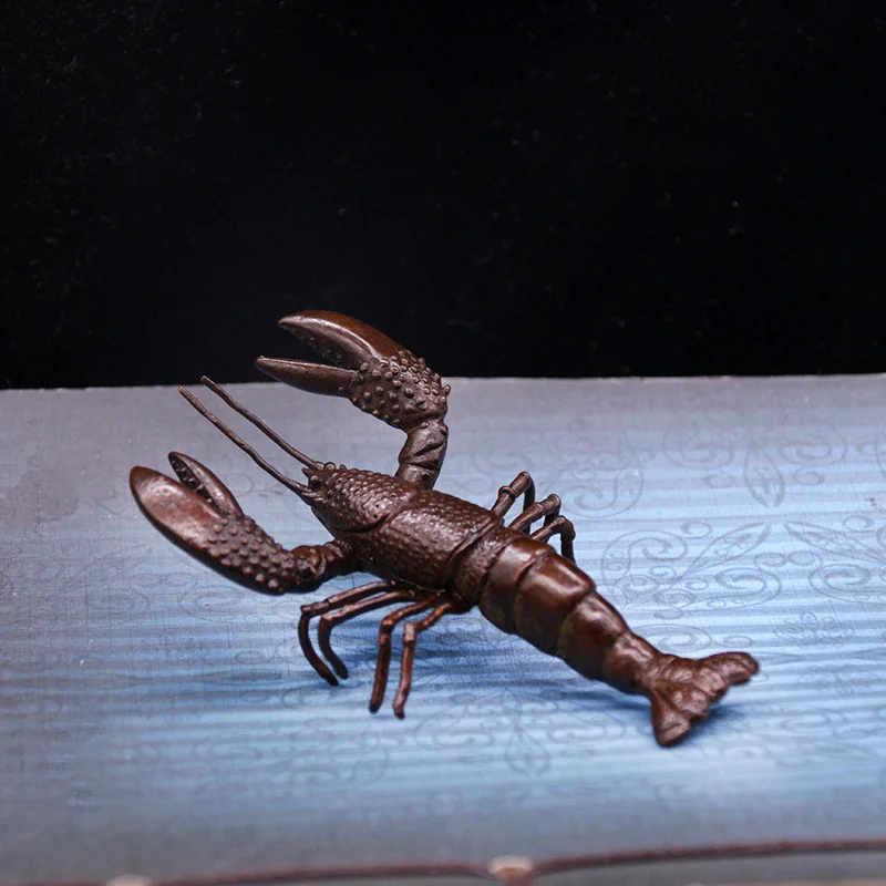 

Antique Pure Copper Tea Pet Lobster Creative Home Car Small Decoration Tea Set Cover Cover Holder Pen Holder Retro Crafts