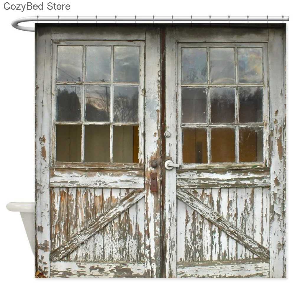 

Old Vintage Wood Doors Shower Curtain Mat Decorative Waterproof Polyester Fabric Bathroom Curtain Set Home Bath Decor Multi-size