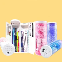 nbx pencil cases password cartoon pattern pen holder large capacity stationery box coded lock home office school storage bag