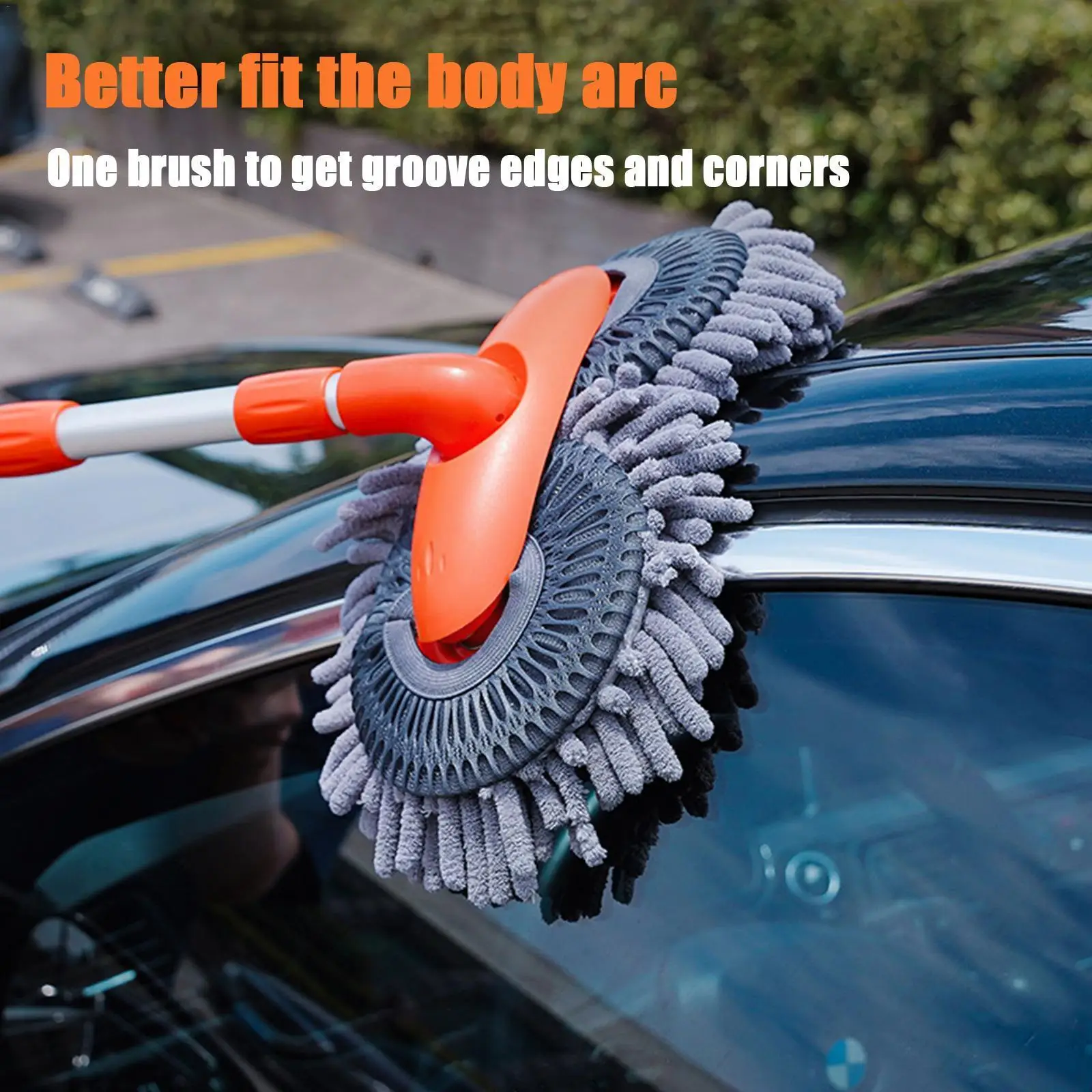 

360° Rotation Retractable Double Layer Car Wash Car Handle Handle Long Brush Brush Cleaning With Mop Long Wash Telesco G7w8