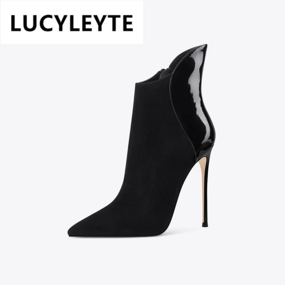 Купи Brand Women's Shoes 2022 Autumn and Winter New Fashion Sexy Slim Heels Elegant Stitch Zipper Short Boots Skirt Boots High Heels за 2,645 рублей в магазине AliExpress