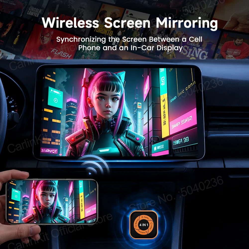 Фото Беспроводной адаптер CarlinKit Mini Ultra 6 4-в-1 для дублирования экрана, беспроводной CarPlay и Android Auto, автоматическое подключение, отображение видео с телефона №4
