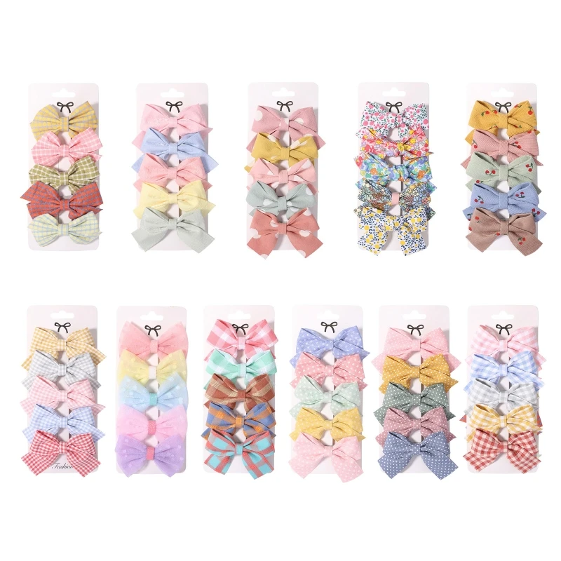 

Q81A Toddler Girls Hairpins Bow Barrettes Set 5Pcs Bow Hairpins Cute Hair Clips Snap Head Dress Accs for Female Girl Children