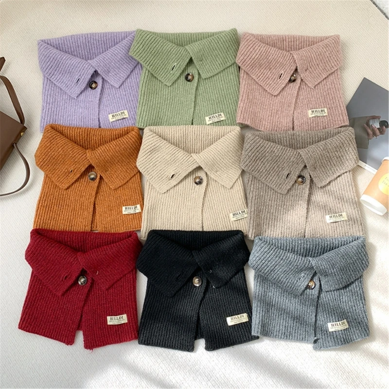 95AB вязаный снуд шарф на пуговицах для девочек осенне-зимняя теплая одежда шаль