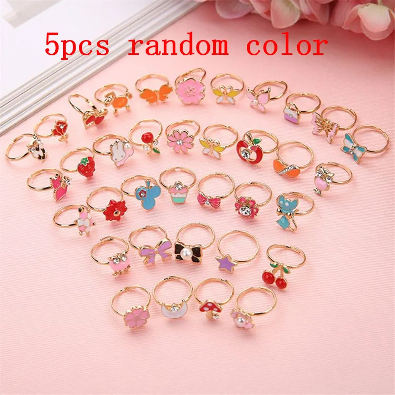 

5 Pcs Fancy Adjustable Cartoon Rings Party Favors Kids Girls Action Figures Toy
