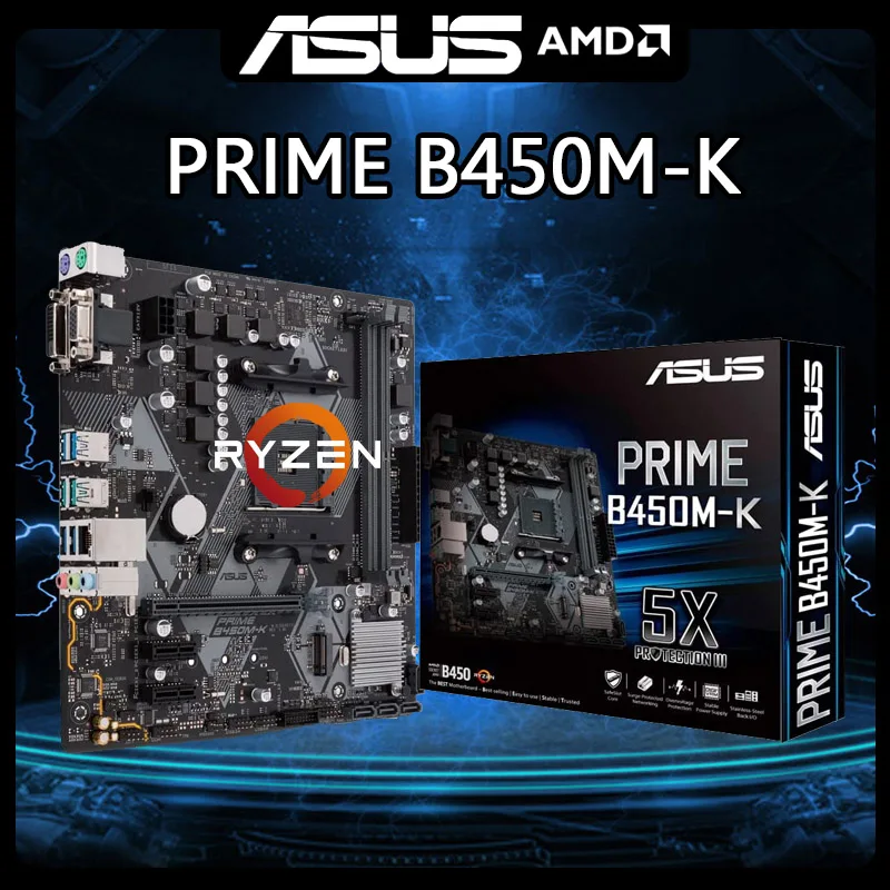 

B450M Motherboard AM4 For Ryzen 5 5600G cpus Asus PRIME B450M-K Motherboard AM4 DDR4 128GB AMD B450 USB3.1M.2 Micro ATX