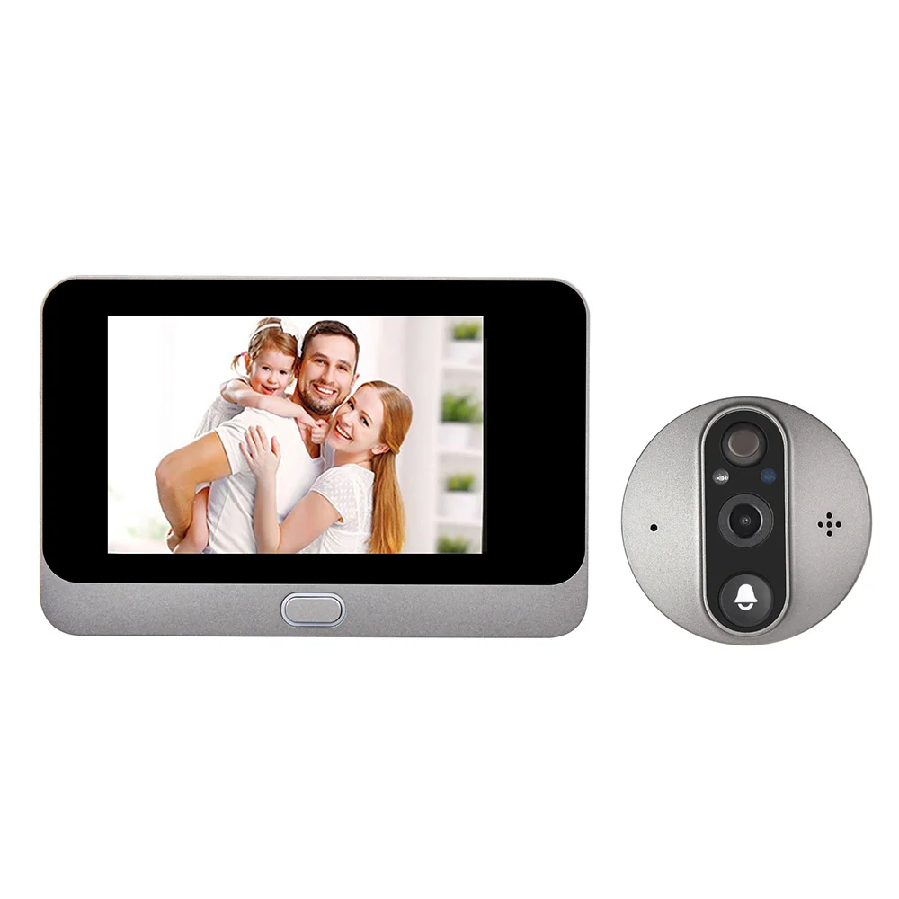 

Smart Life APP 5000mAh Rechargeable Smart WiFi Peephole Video Doorbell FHD 1080P Camera with 4.3 Inch LCD