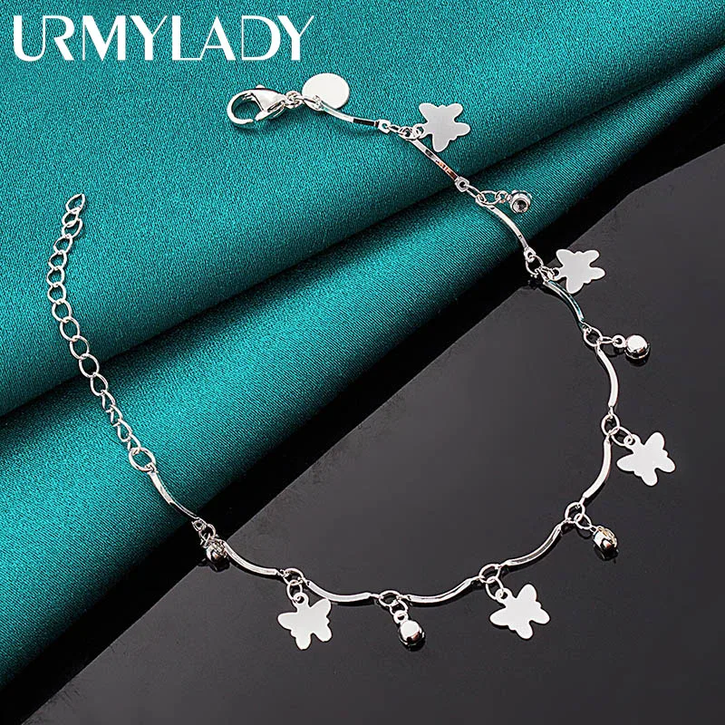 

URMYLADY 925 Sterling Silver Butterfly Bracelet For Women Wedding Engagement Party Fashion Jewelry