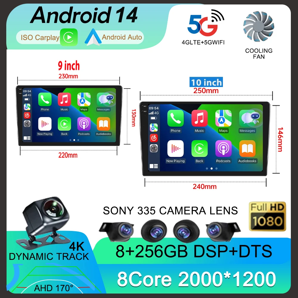 Android 14 для универсального автомобильного радио 2 Din Apple Carplay Автомобильный