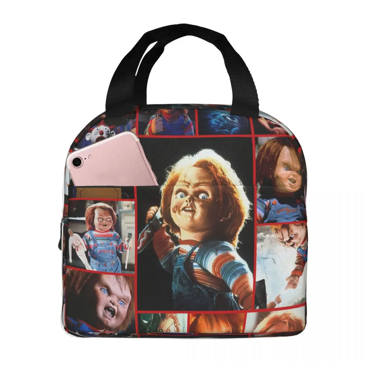 

Lunch Bags Horror Moive Child Of Play Character Chucky Insulated Thermal Cooler Portable Picnic Travel Oxford Tote Bento Pouch