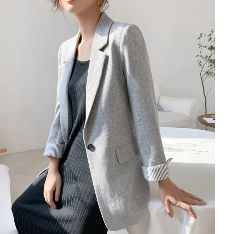 Blazers Women's Fashion Business Plaid Work Office Women's Long Sleeve Spring Casual Blazer New Women's Coat Jacket Korean 2023