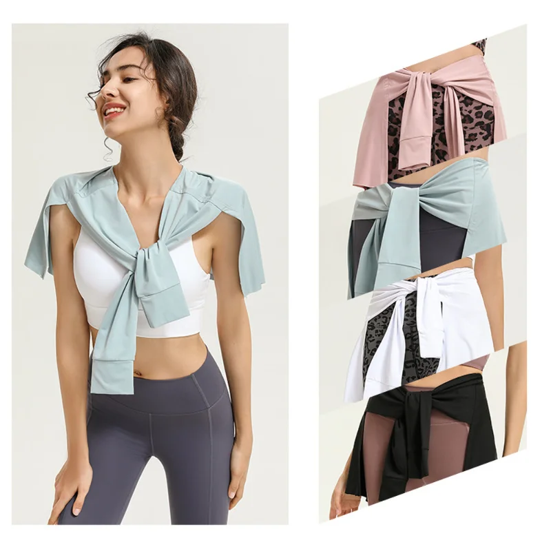 Decorative Fake Shirt Sport Gym Fitness One Piece Skirt Covering Buttocks Thin Half-length Bandage Yoga Dance Short Ballet Skirt