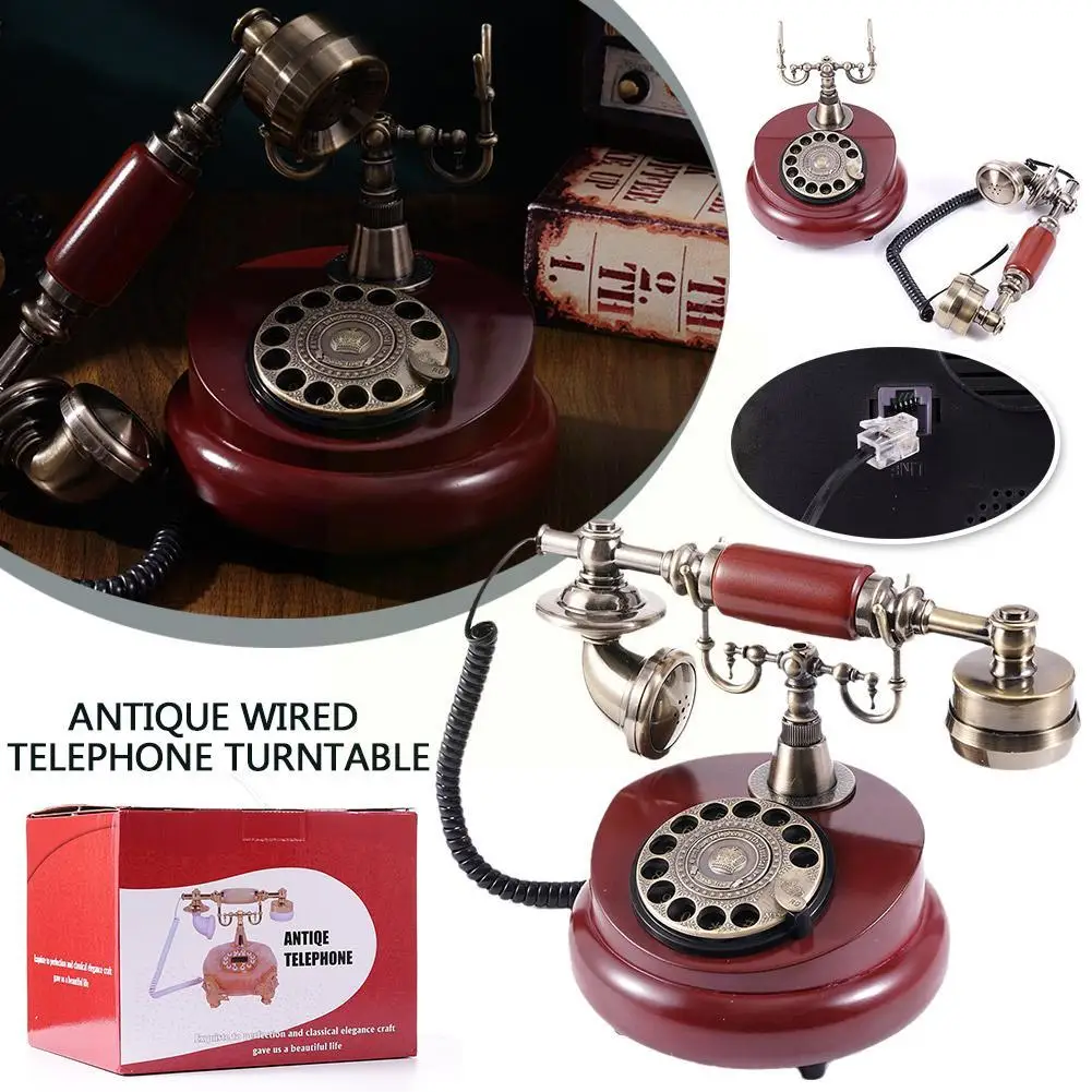 

Antique Corded Telephone Resin Fixed Digital Retro Phone Button Dial Vintage Decorative Rotary Dial Telephones Landline for X9L7